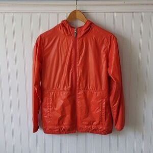 Hanna Andersson Kids Orange Hooded Windbreaker Full Zip Lightweight Jacket Coat